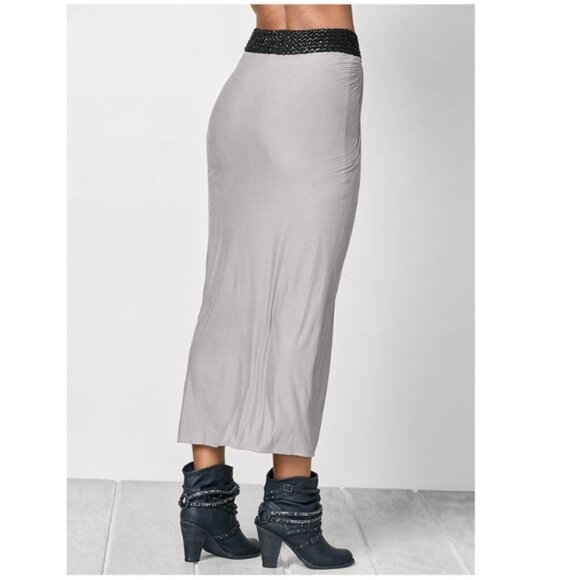 Venus Maxi Skirt With Faux Leather Waistband - Picture 4 of 6